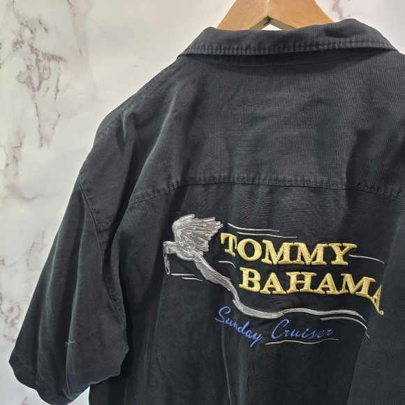 Tommy Bahama Shirt Mens XL Black Silk Short Button Up Sunday Cruiser Bowling - Picture 7 of 10